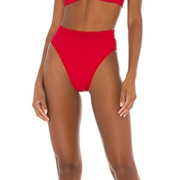 L*Space Frenchi Bikini Bottoms Lipstick Red - Picture 8 of 15